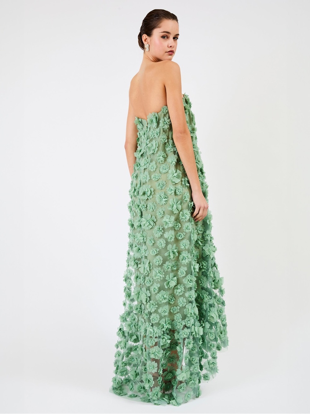 HELSI Athena Floral Appliqué Strapless Gown in Mint Green Size XS – Preloved - Picture 2 of 9